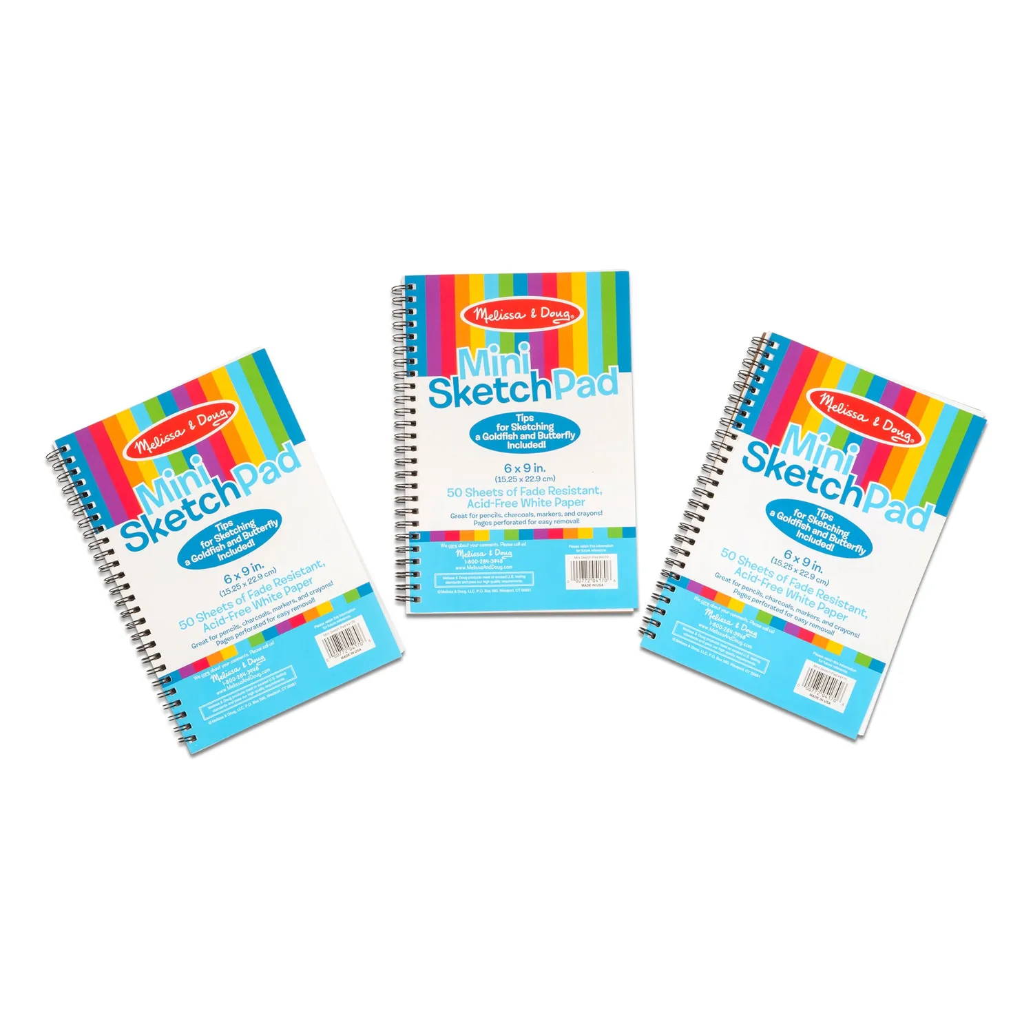 Melissa & Doug Mini Sketch Pad Skizzenblock 3er-Pack Profipapier