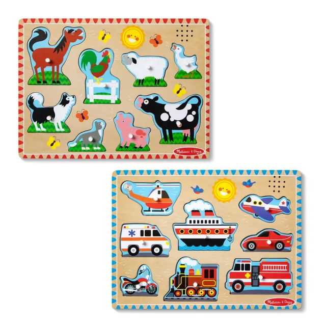 Melissa & Doug Sound Puzzle Holzpuzzle 2er-Pack 8 Teile
