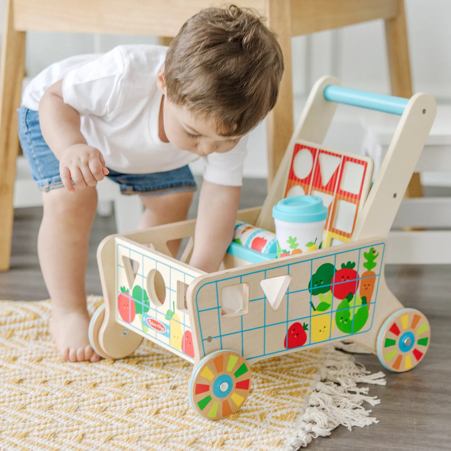 Melissa & Doug Wooden Shape Sorting Grocery Cart Einkaufswagen