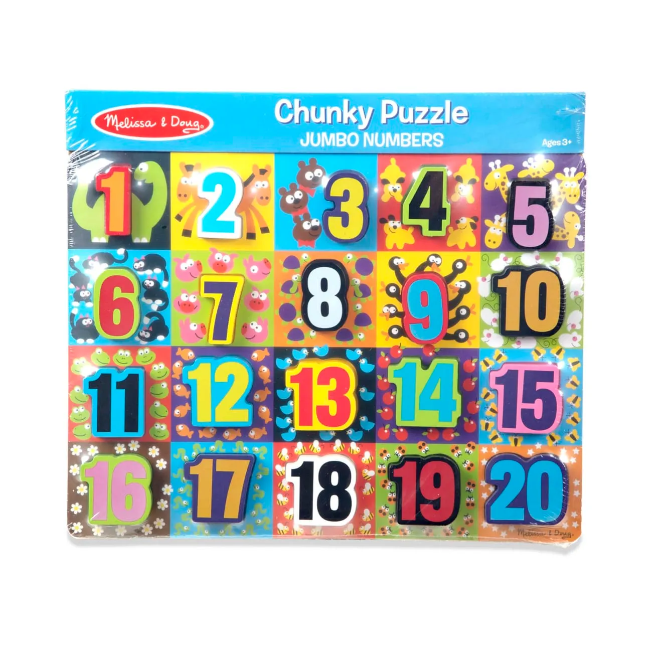 Melissa & Doug Jumbo Numbers Holzpuzzle Zahlen 1-20 20 Teile