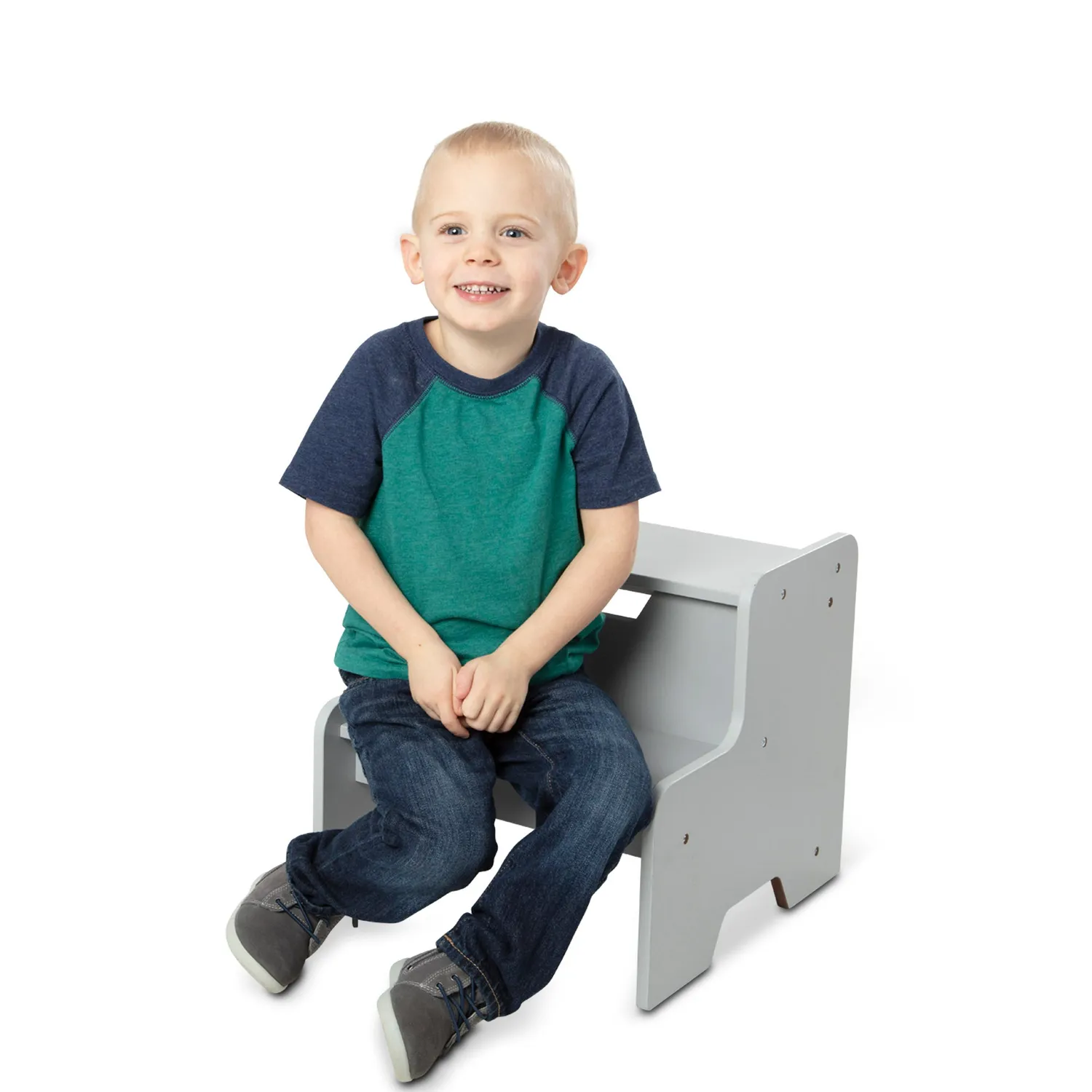Melissa & Doug Tritthocker Holz 2-stufig grau bis 45 kg