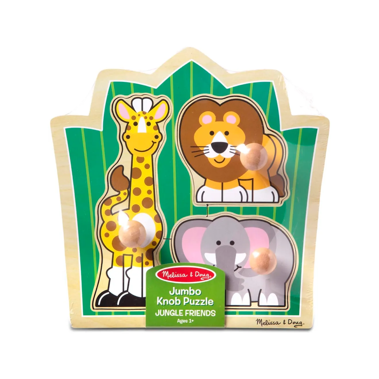 Melissa & Doug Jungle Friends Jumbo Knob Puzzle Holzpuzzle 3 Teile mit Griffen