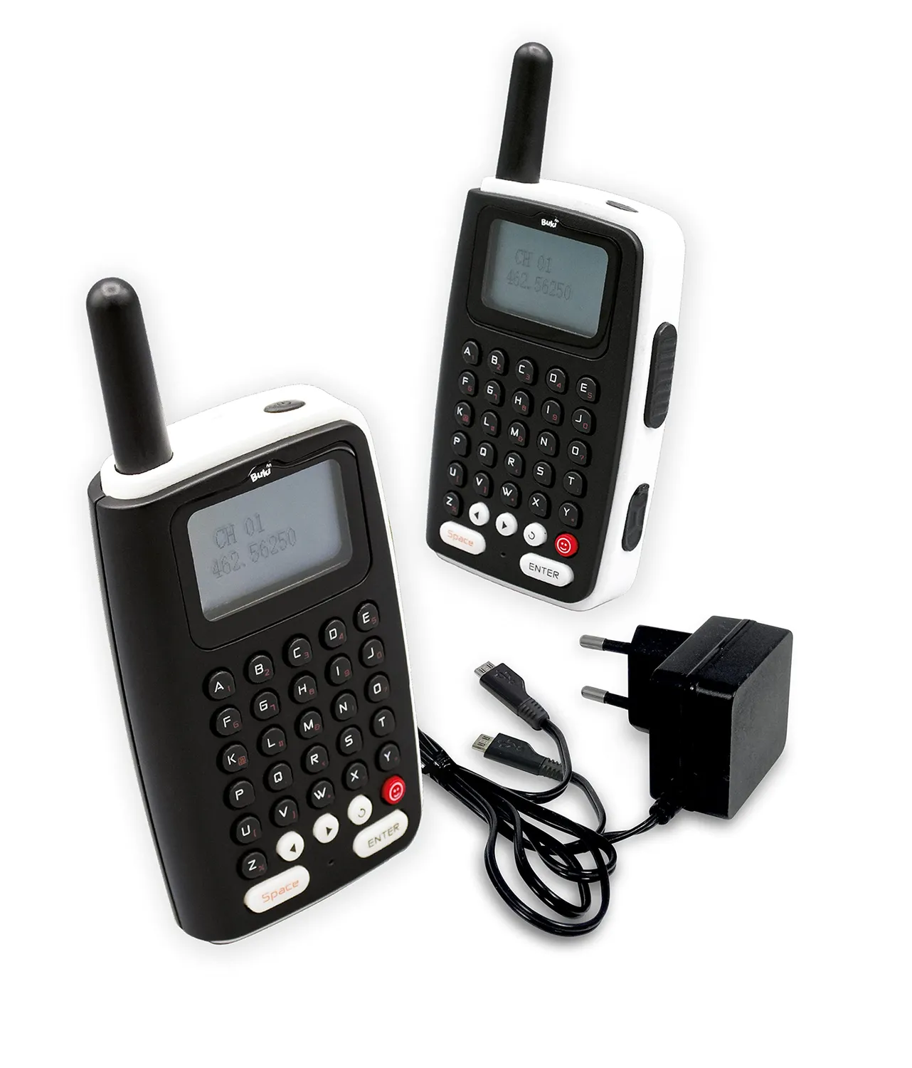Buki TW04 Walkie Talkie Messenger Funkgerät 2er Schwarz Weiß