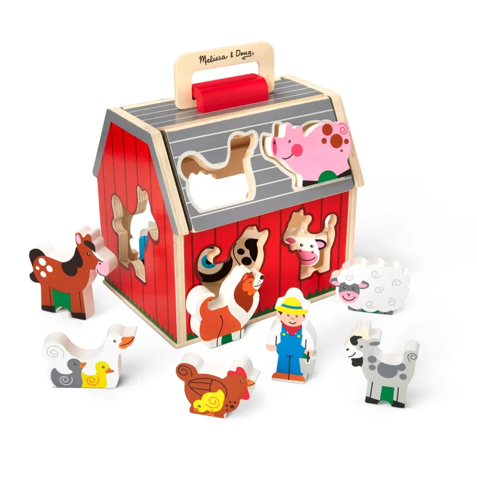 Melissa & Doug Take-Along Sorting Barn Steckspiel 10 Teile Holz
