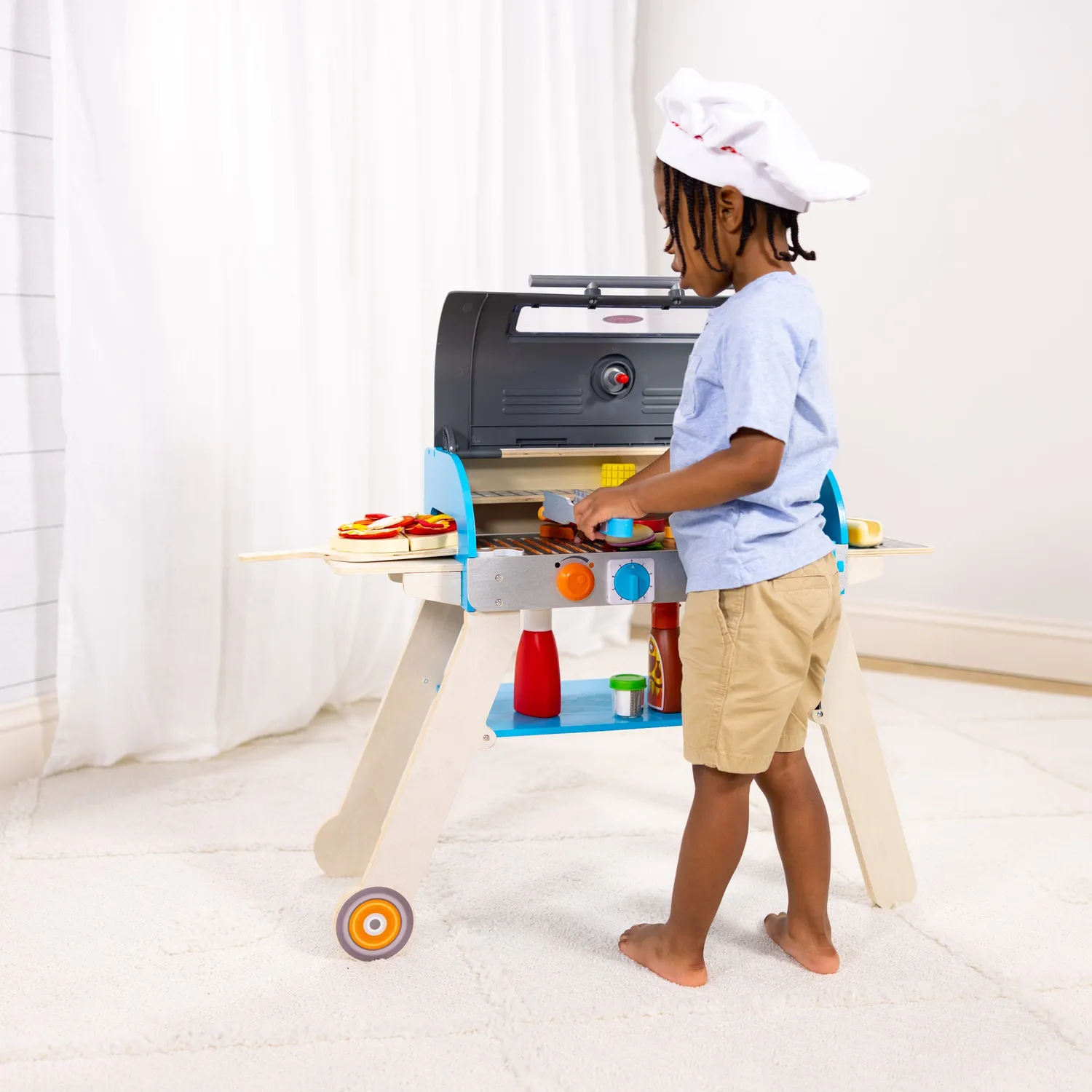 Melissa & Doug Grill Pizzaofen Spielset Holz 60-tlg