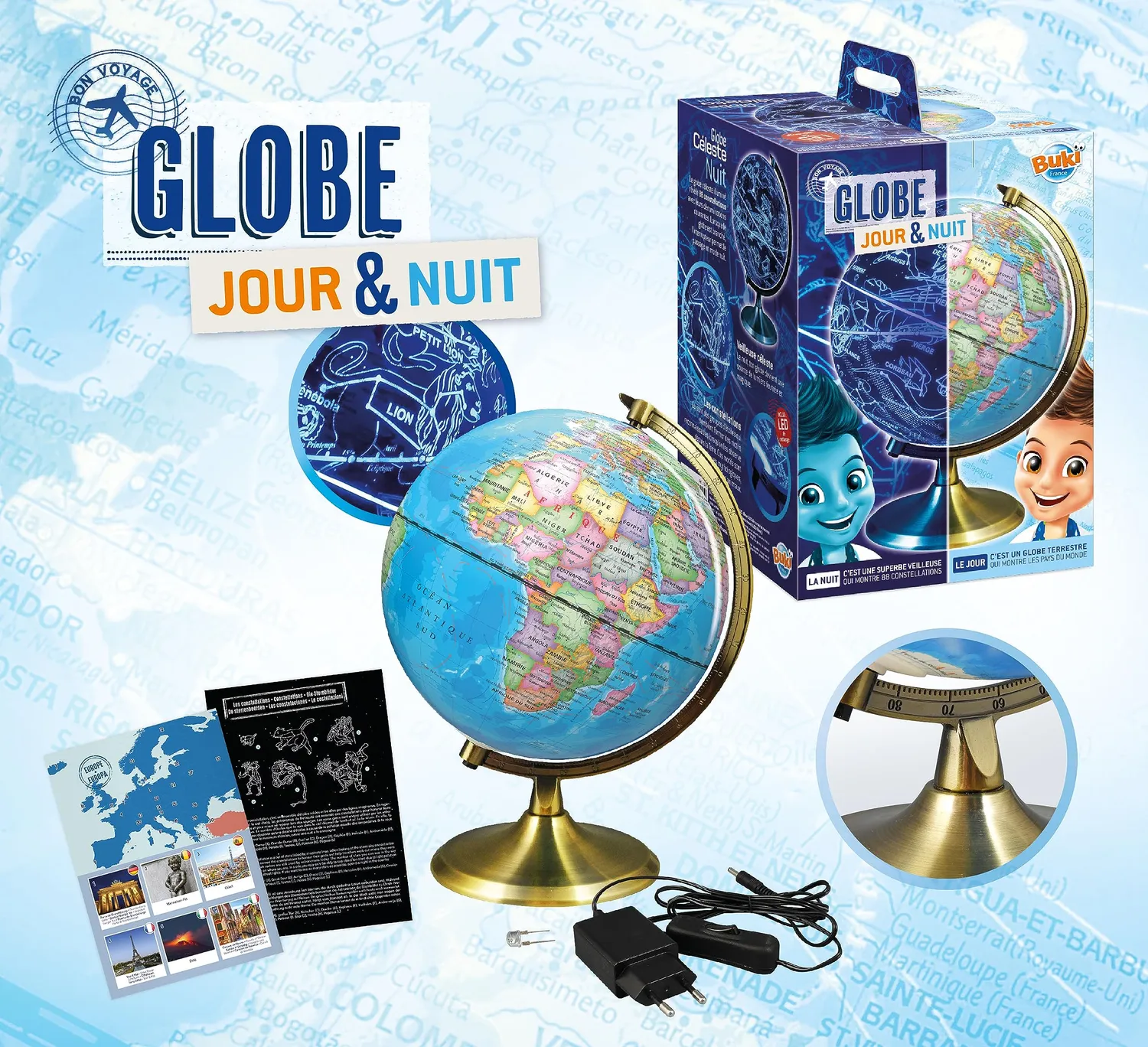 Buki France 7345 Tag und Nacht Globus französisch 21 cm