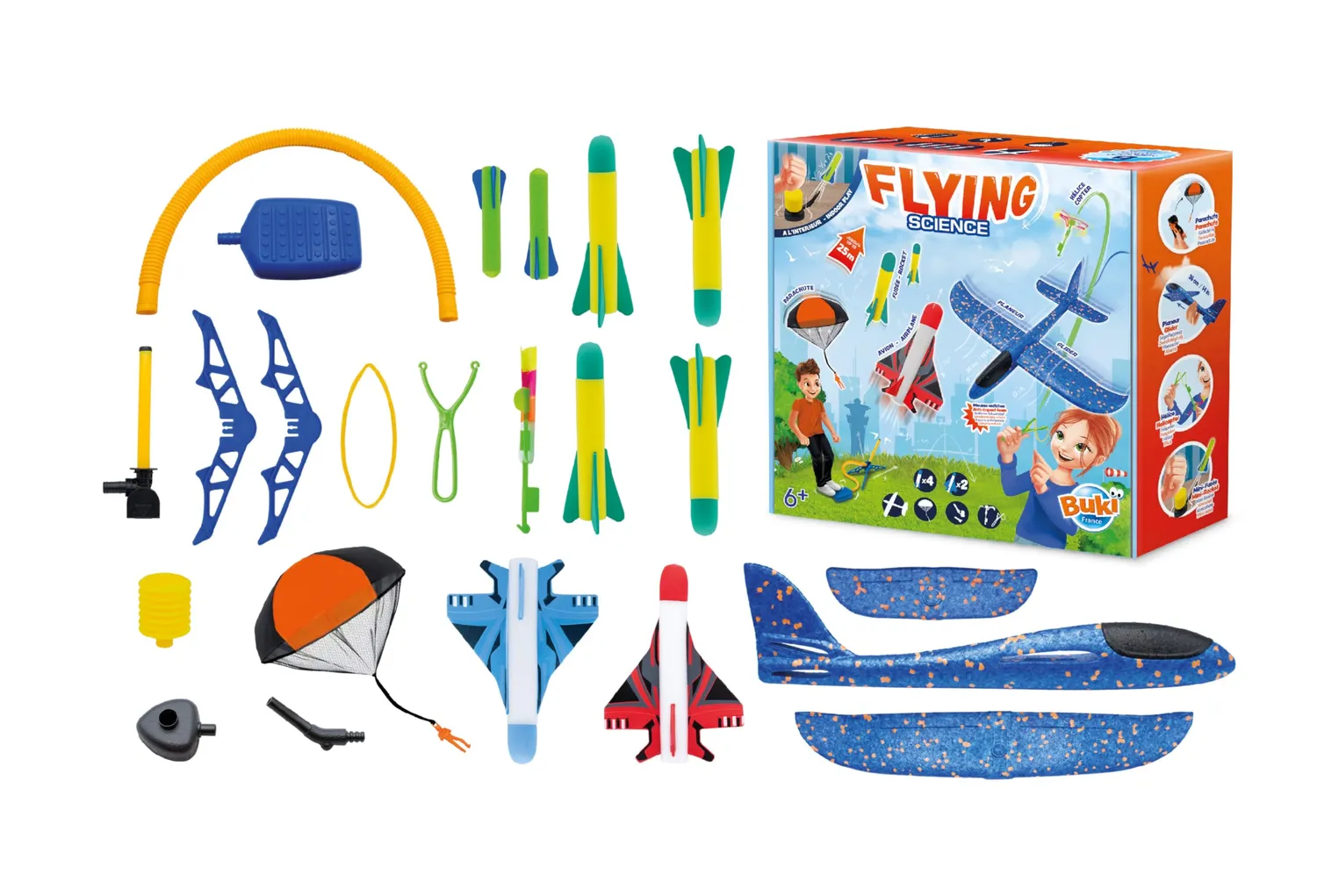 Buki 2173 Flying Science Flugspielzeug Set 6-tlg draußen