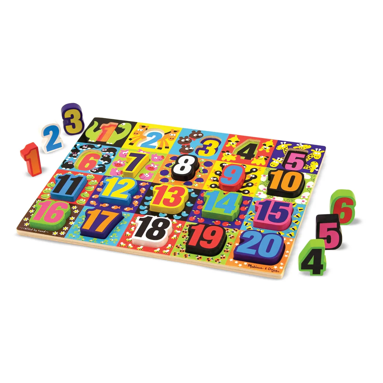 Melissa & Doug Jumbo Numbers Holzpuzzle Zahlen 1-20 20 Teile