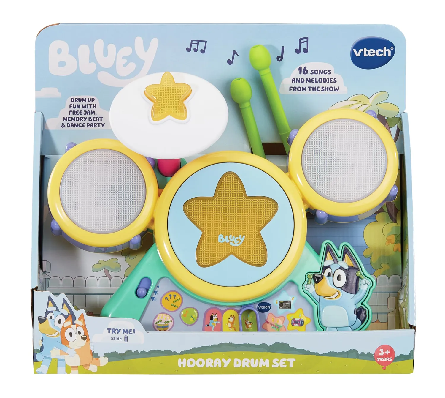 VTech Bluey Hurra Drum Set Schlagzeug mit Licht ab 3 Jahren