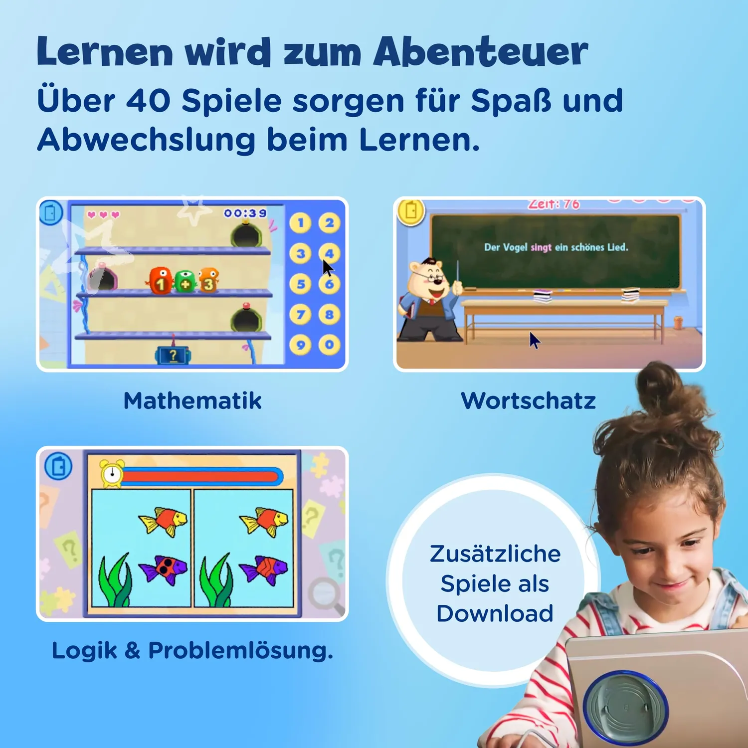 VTech Genio Lerncomputer Beere Kinderlaptop 40 Spiele