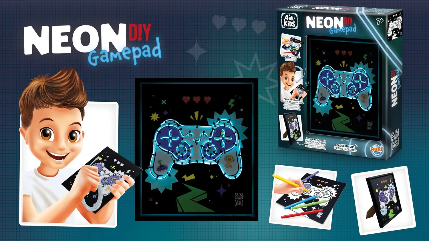 Buki FK016 Neon-Rahmen Gamepad Bastelset 3 Modi 20,5x23,5 cm