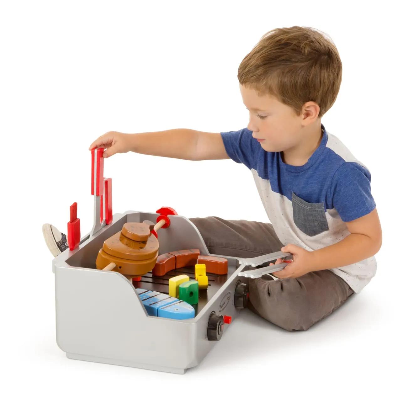 Melissa & Doug Rotisserie & Grill Barbecue Set Grillspiel 24-tlg Holz