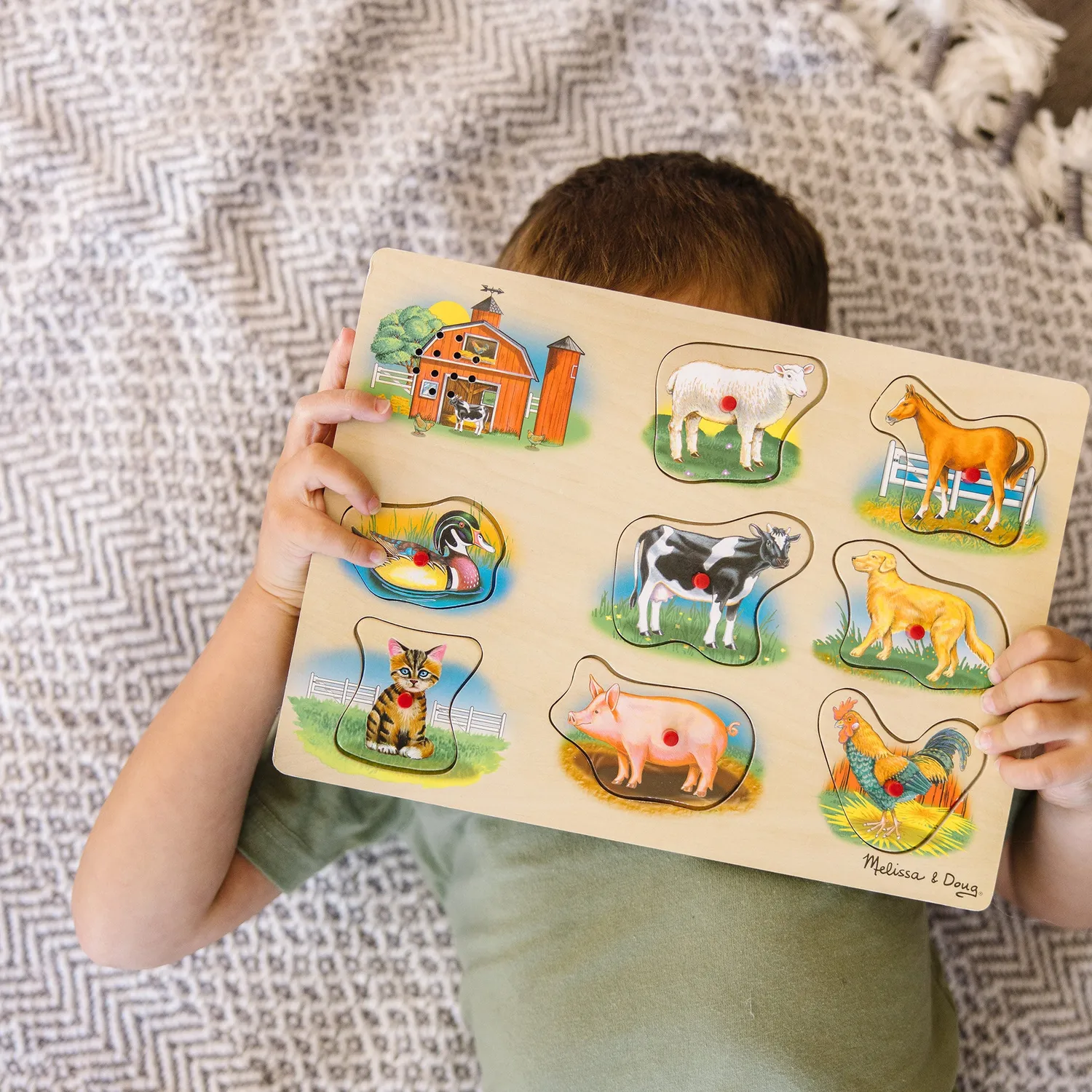 Melissa & Doug Farm Sound Puzzle Holz 8 Teile Tiere