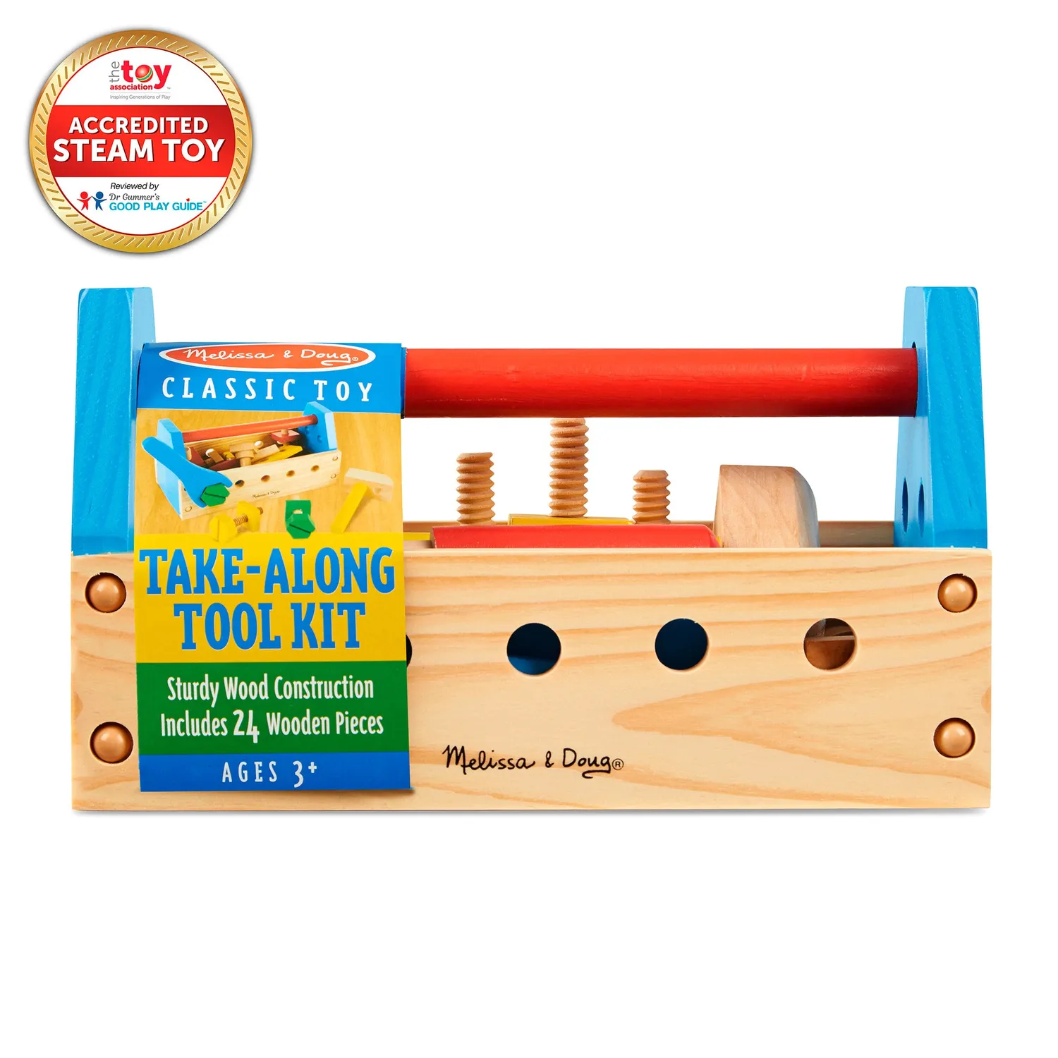 Melissa & Doug Wooden Take-Along Werkzeugkoffer 24-teilig