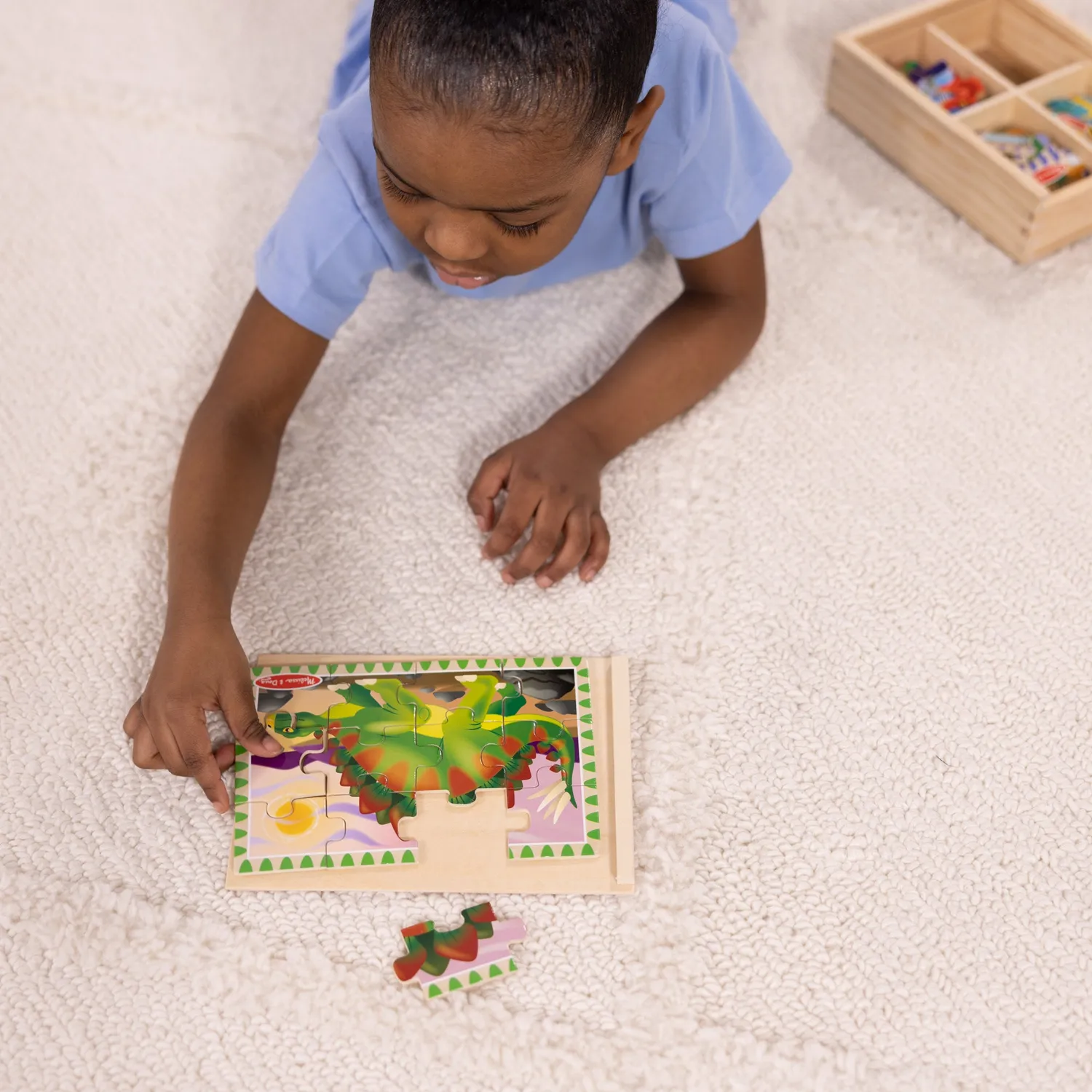 Melissa & Doug Puzzles in a Box Dinosaurier Holzpuzzle 4er