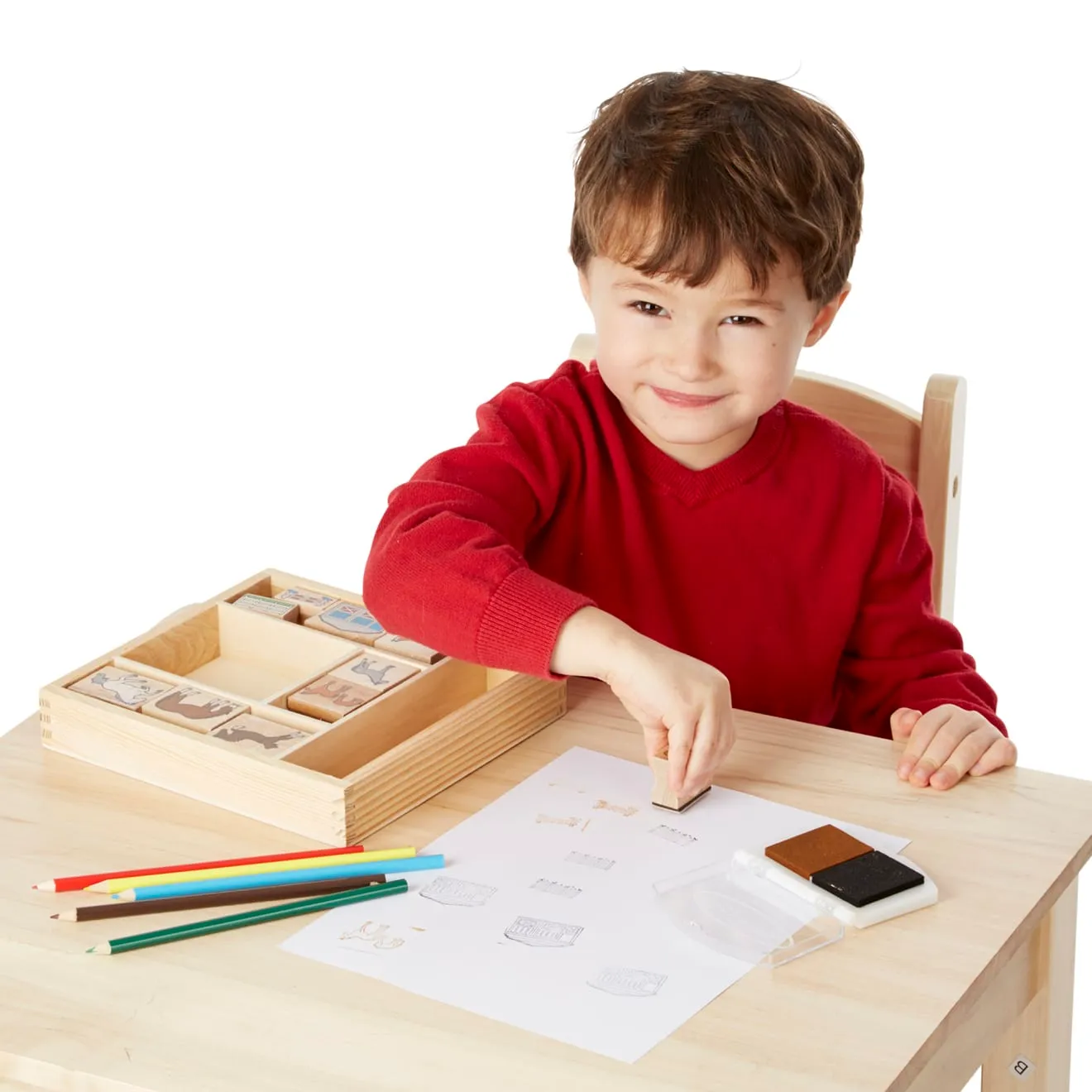 Melissa & Doug Horses Stempelset Holz 9 Teile Pferde
