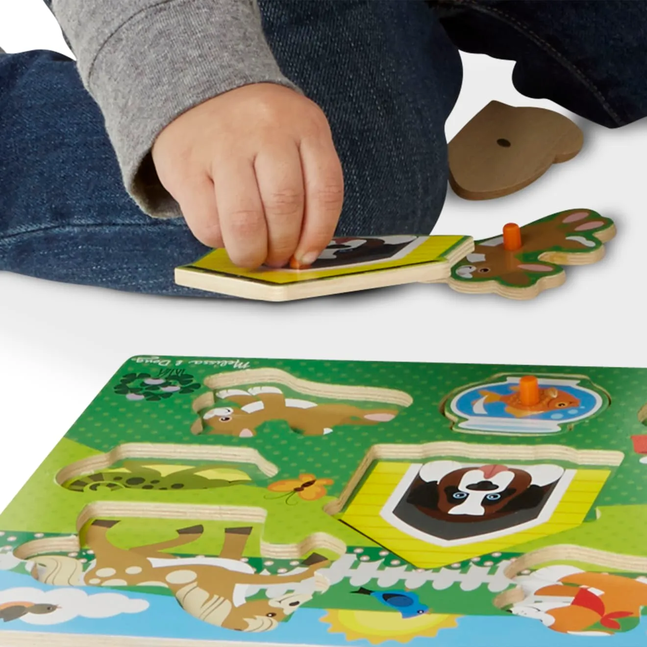 Melissa & Doug Pets Steckpuzzle Holz 8 Teile Haustiere