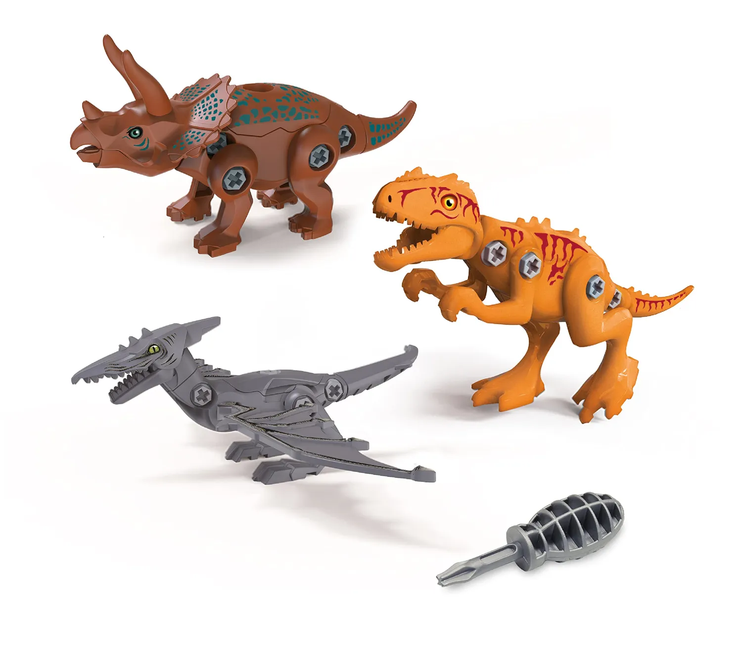 Buki 2136 Dinosaurier Bausatz 3er-Set beweglich ab 4 Jahre