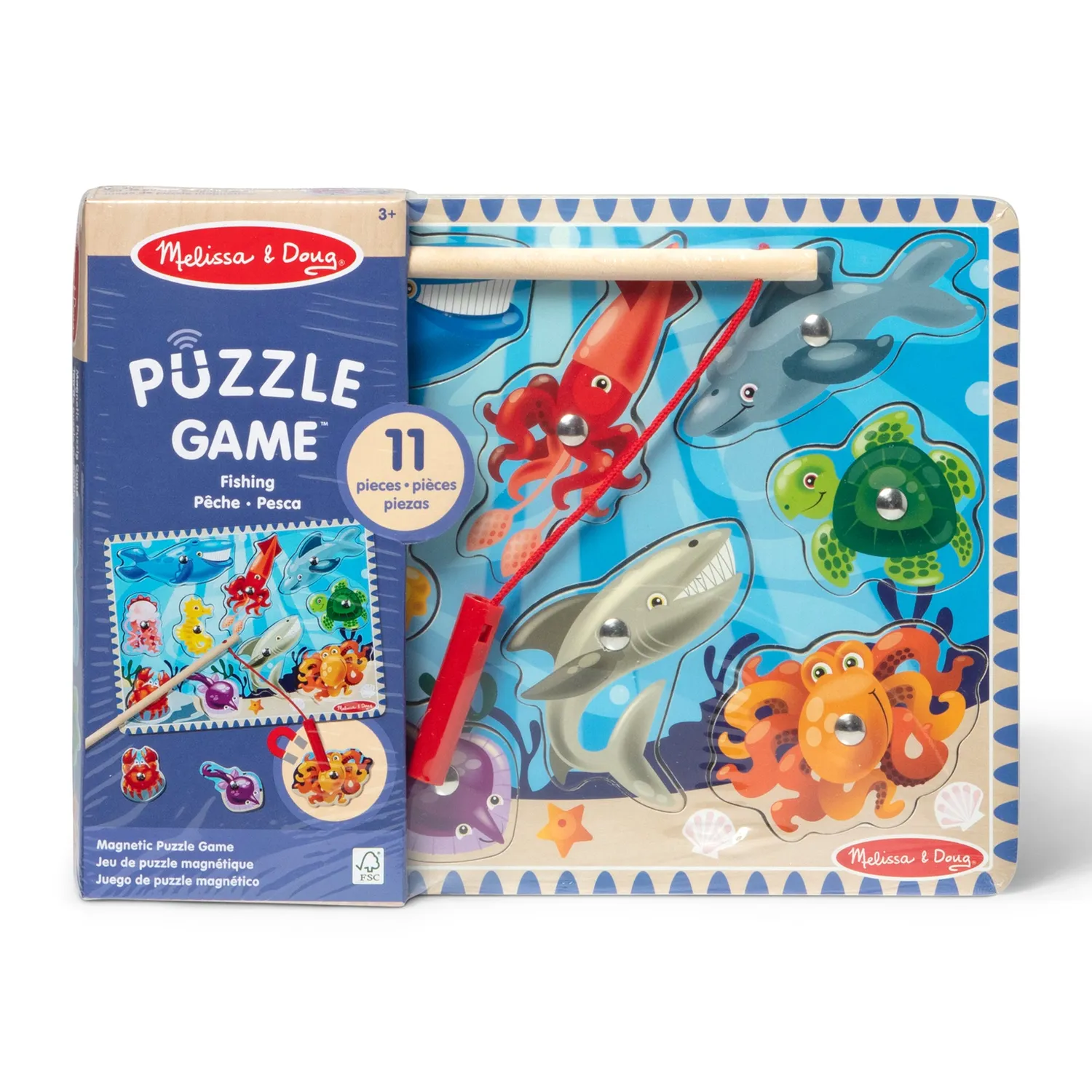 Melissa & Doug Fishing Angelspiel Magnetpuzzle Holz 10-teilig
