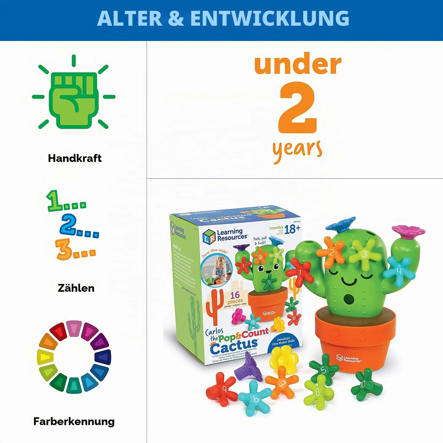 Learning Resources Carlos Kaktus Steckspiel 16-teilig ab 18 Monate