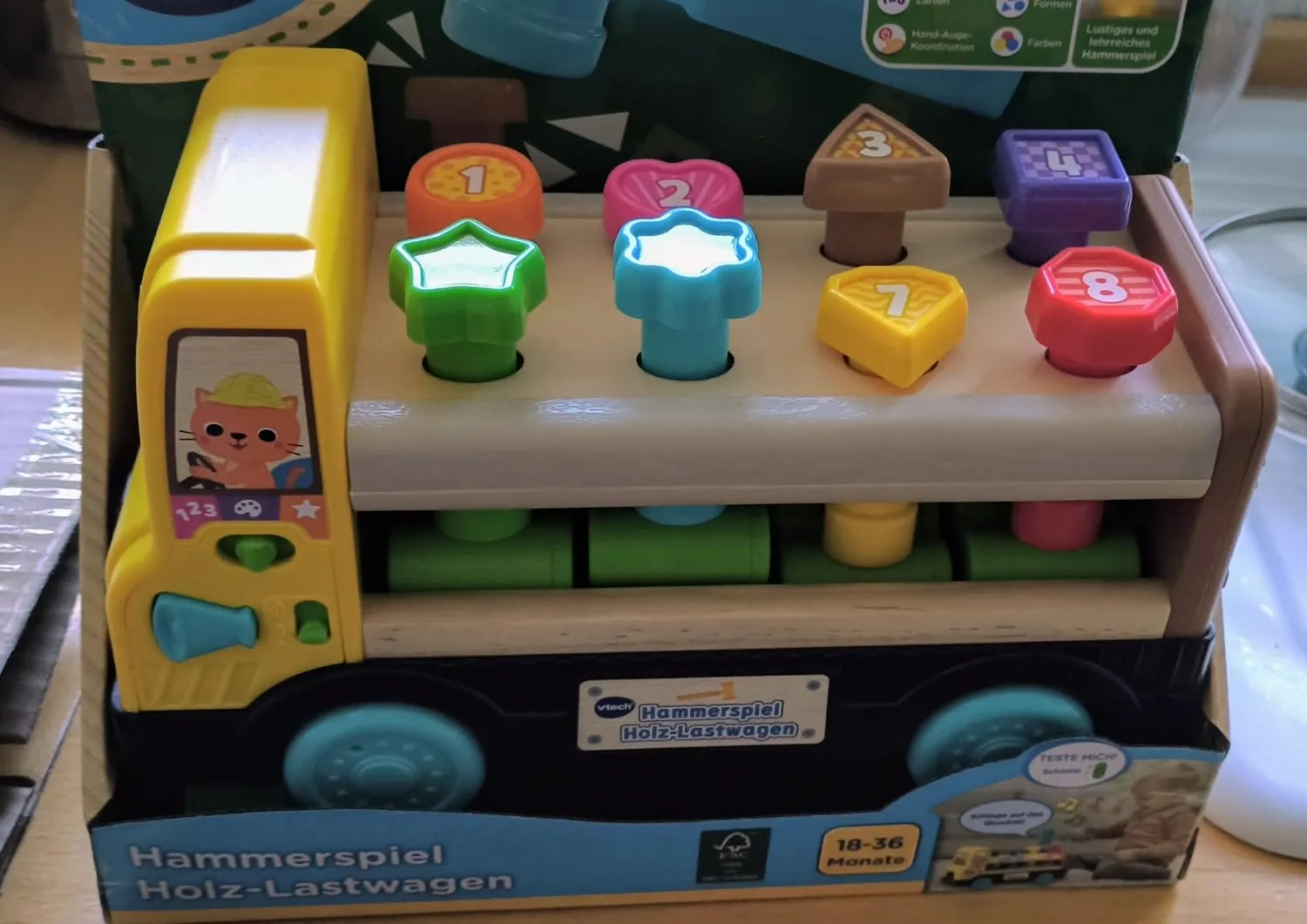 VTech Holz-Lastwagen Hammer Lernspielzeug mit Licht