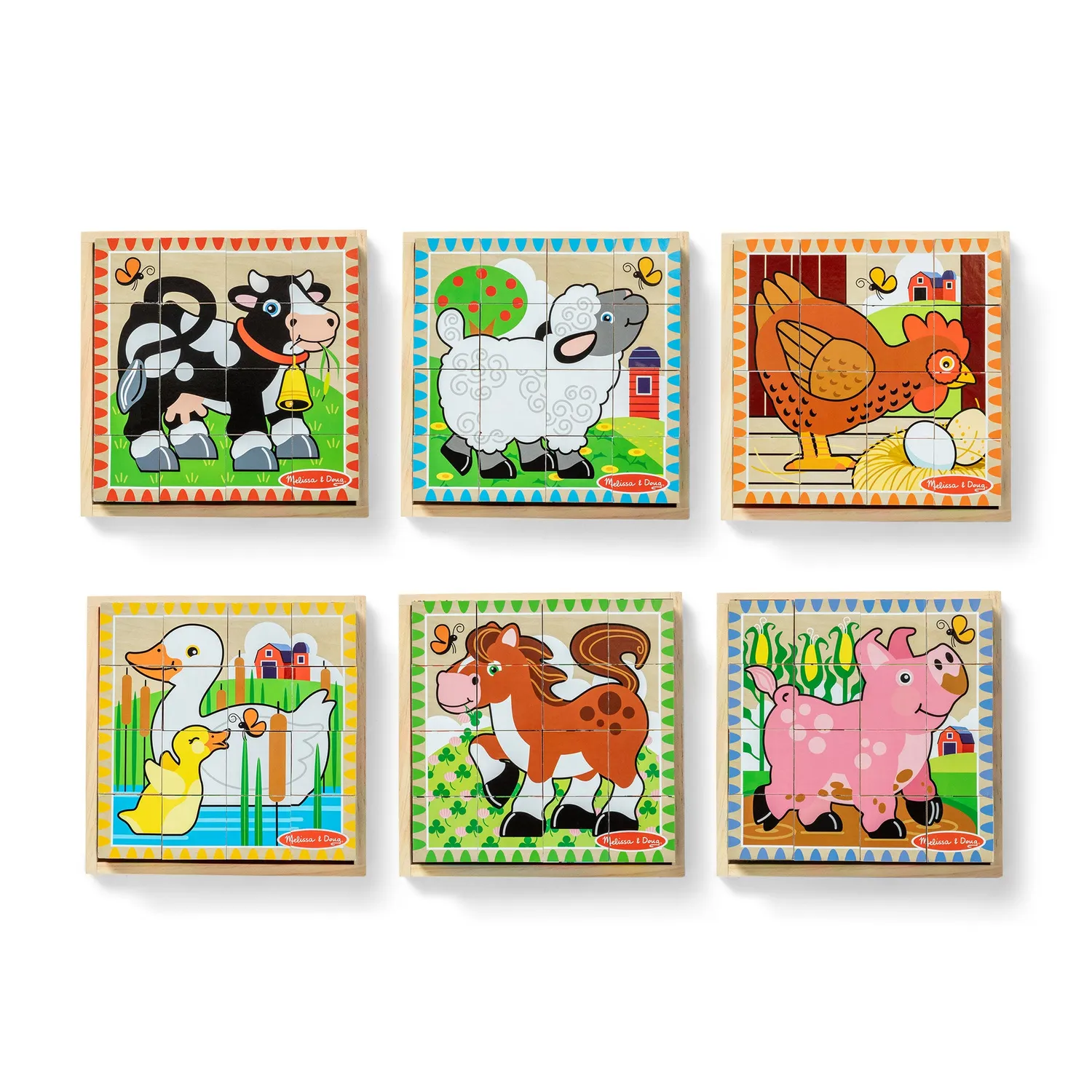 Melissa & Doug Farm Würfelpuzzle 16 Teile Holz