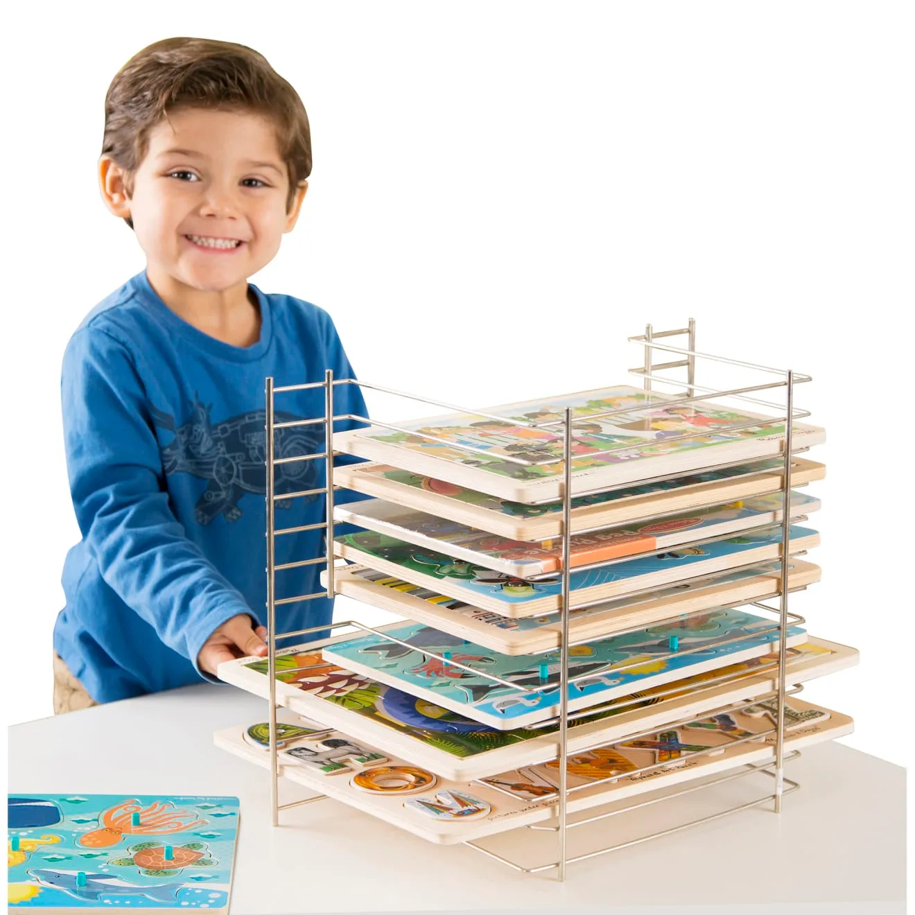 Melissa & Doug Deluxe Wire Puzzle Rack Aufbewahrung Metall