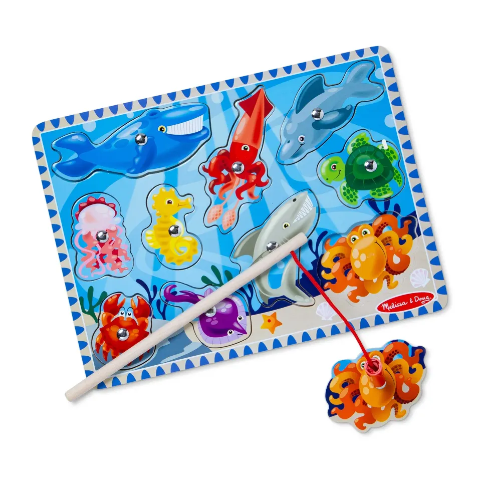 Melissa & Doug Fishing Angelspiel Magnetpuzzle Holz 10-teilig