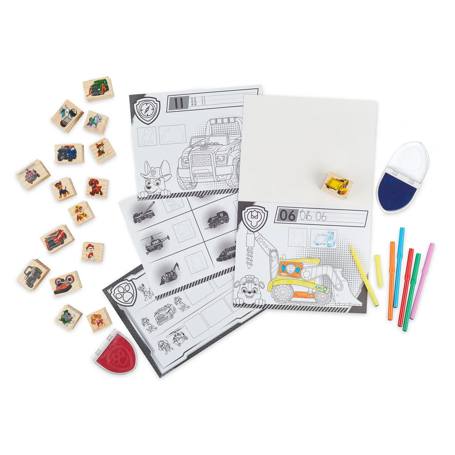Melissa & Doug PAW Patrol Holzstempel Stempelset 16 Stempel ab 3 Jahre