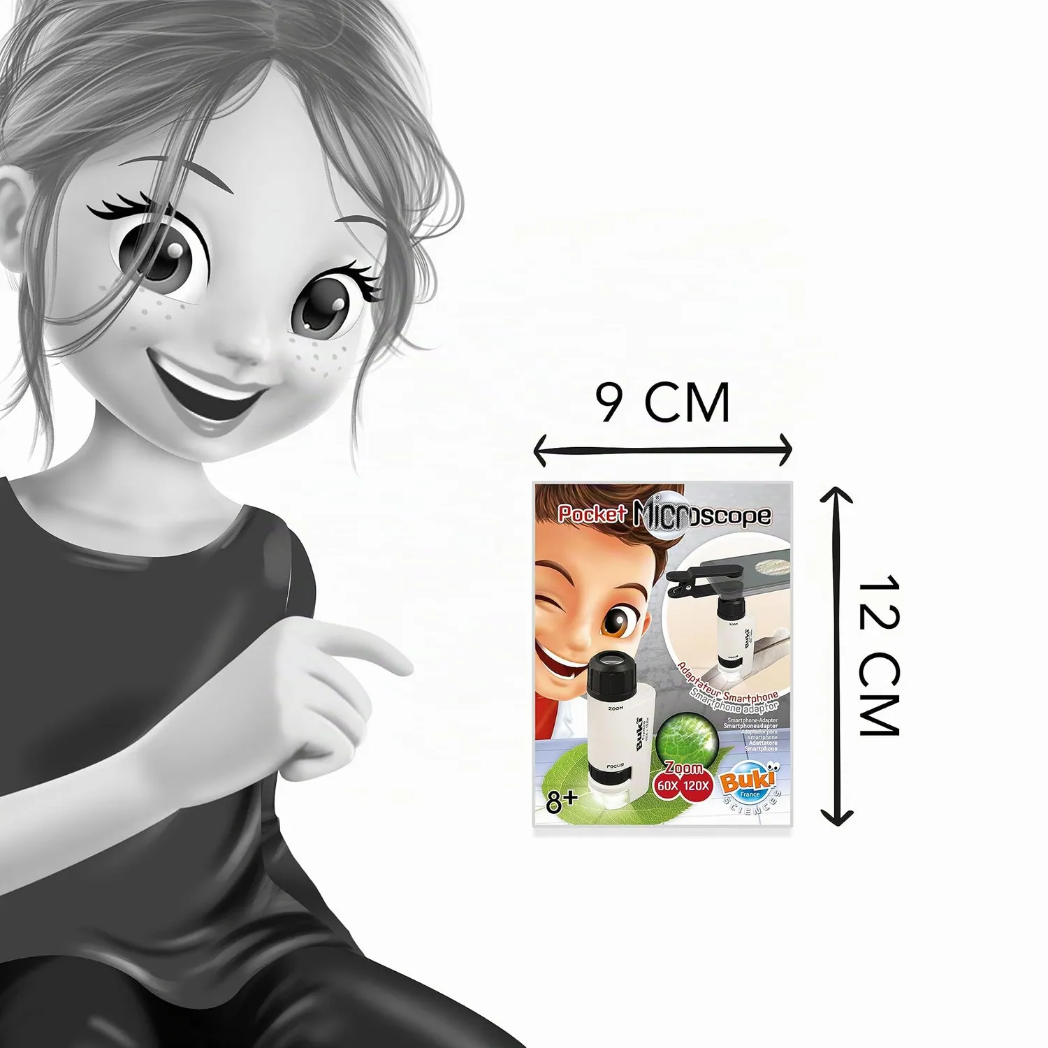 Buki MR200 Taschenmikroskop Kinder 120-fach Smartphone 150g