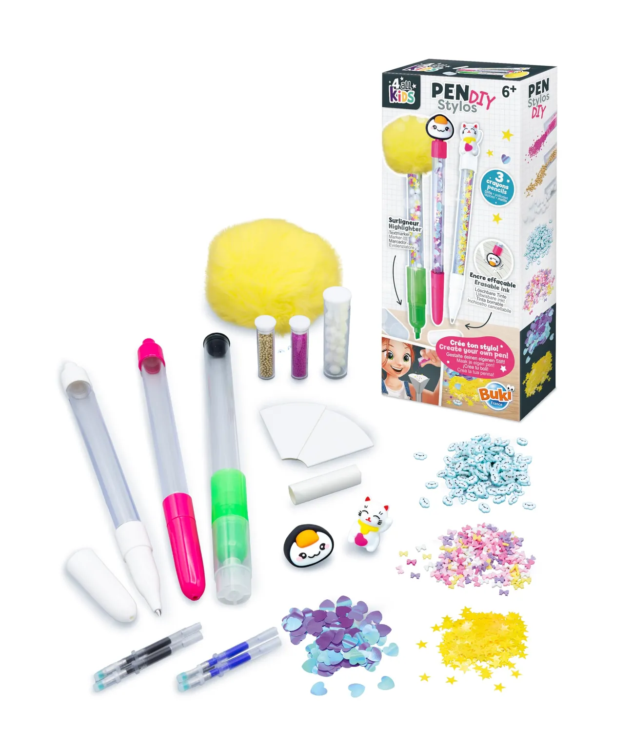 Buki France FK008 DIY-Stift Kawaii Bastelset Gelb