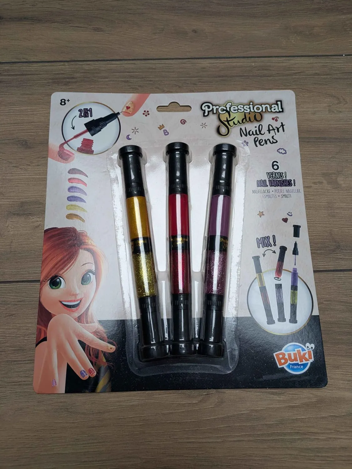 Buki PS102 Nagellackstifte 3er Rosa Grün Silber ab 8 Jahren