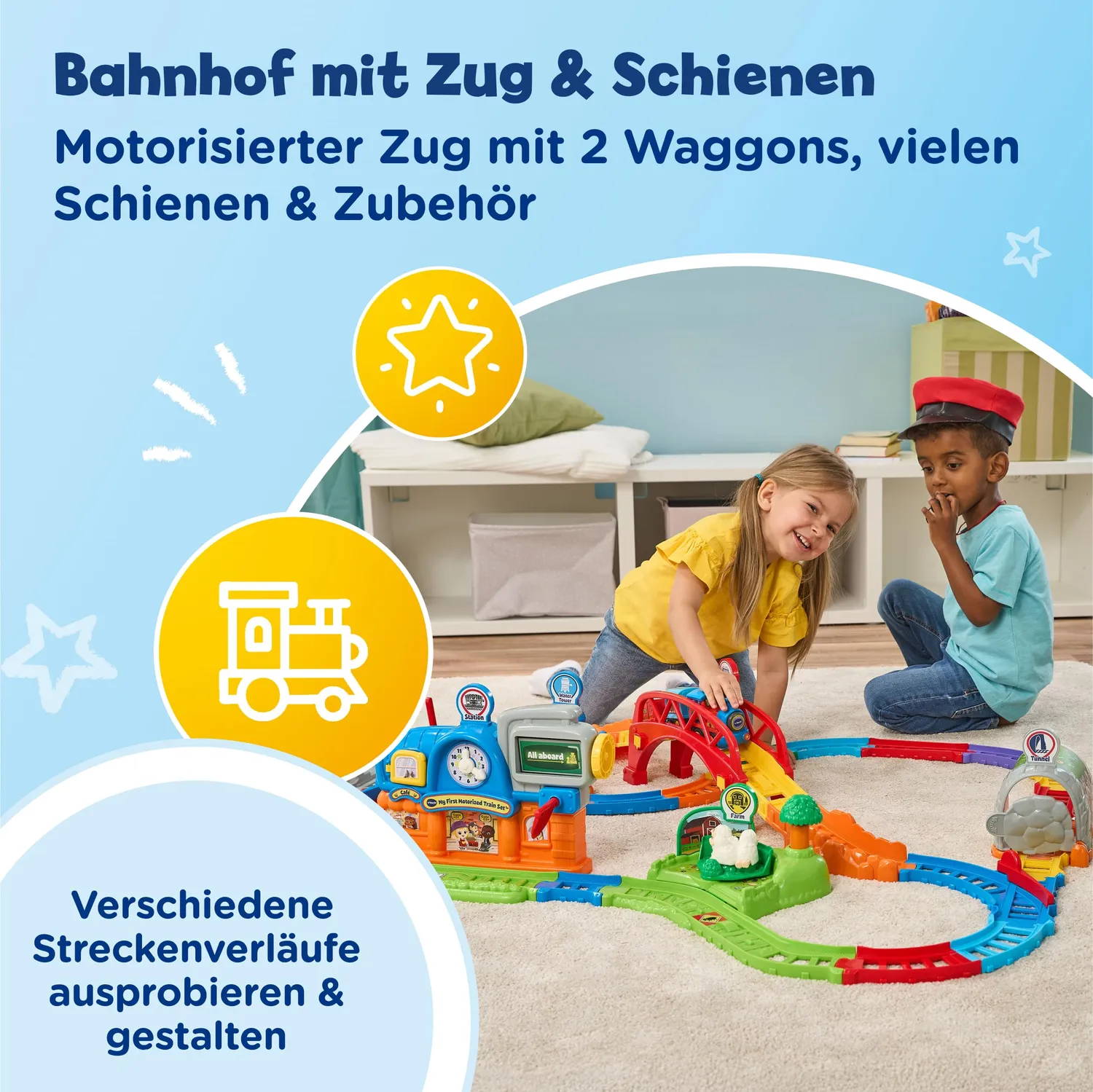 VTech Tut Tut Baby Flitzer Bunter Bahnhof Zug Spielset Motor