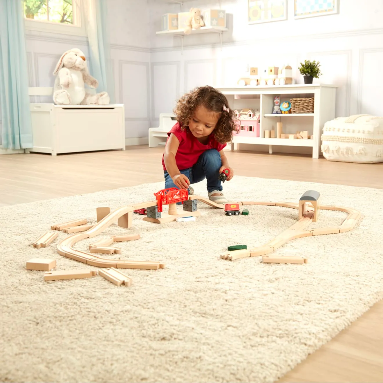 Melissa and Doug Drehbrücke Holzeisenbahn 47 Teile