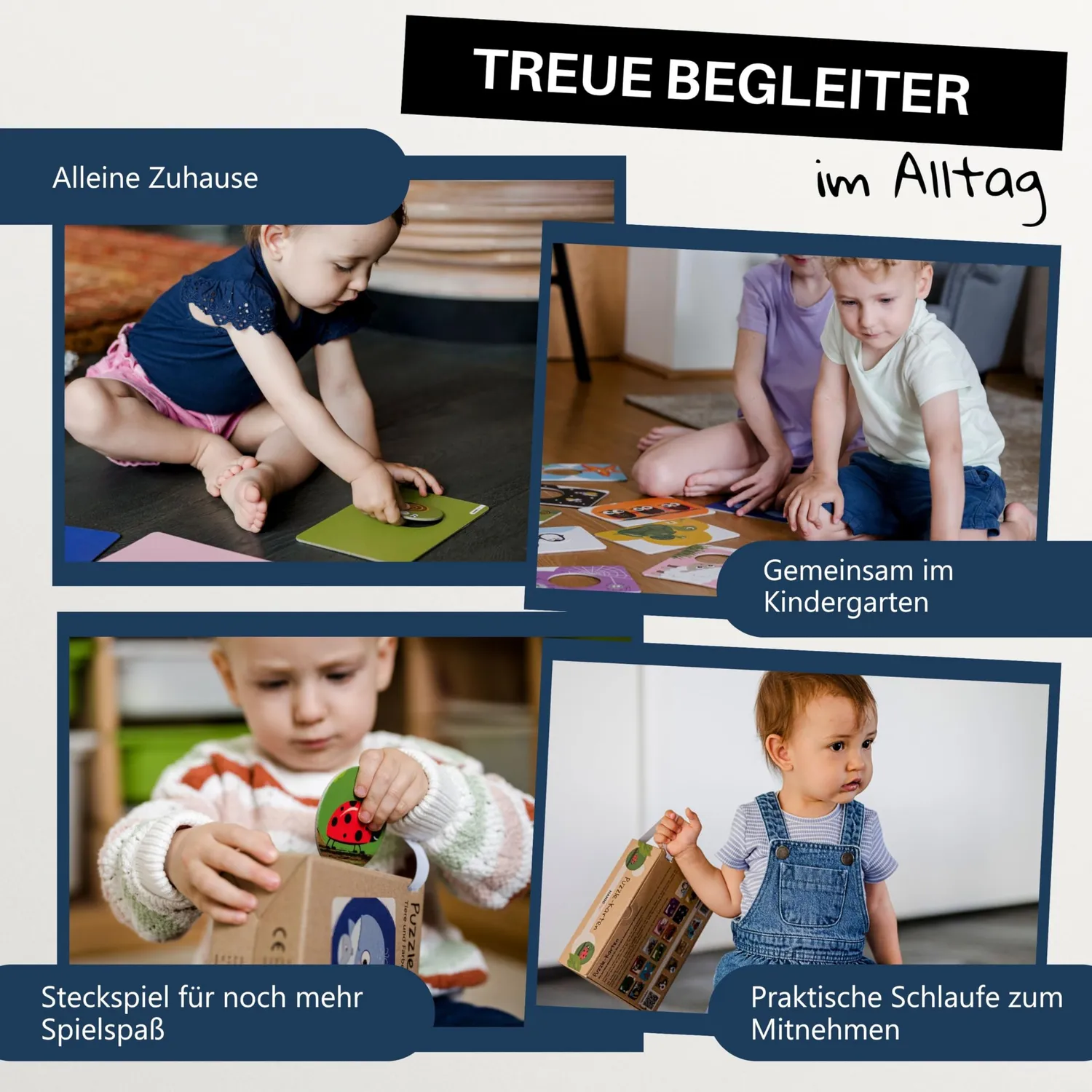 HANNIline Puzzle-Karten Tierpuzzle 13-teilig Farben lernen ab 16 Monaten