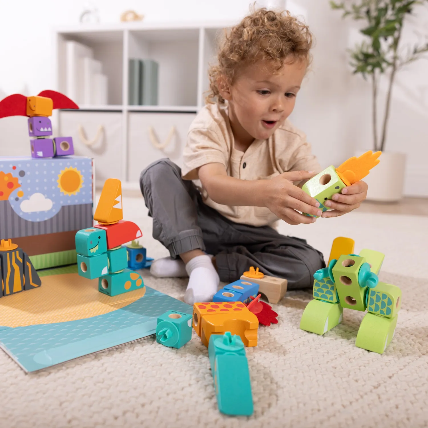 Melissa & Doug Blockables Dinosaurier Bausteine Holz Set