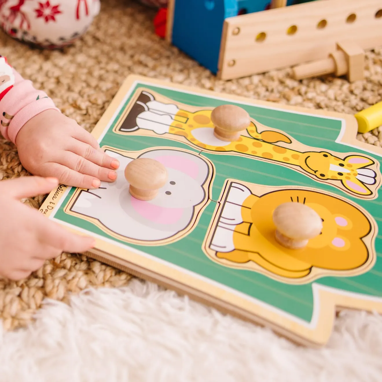 Melissa & Doug Jungle Friends Jumbo Knob Puzzle Holzpuzzle 3 Teile mit Griffen