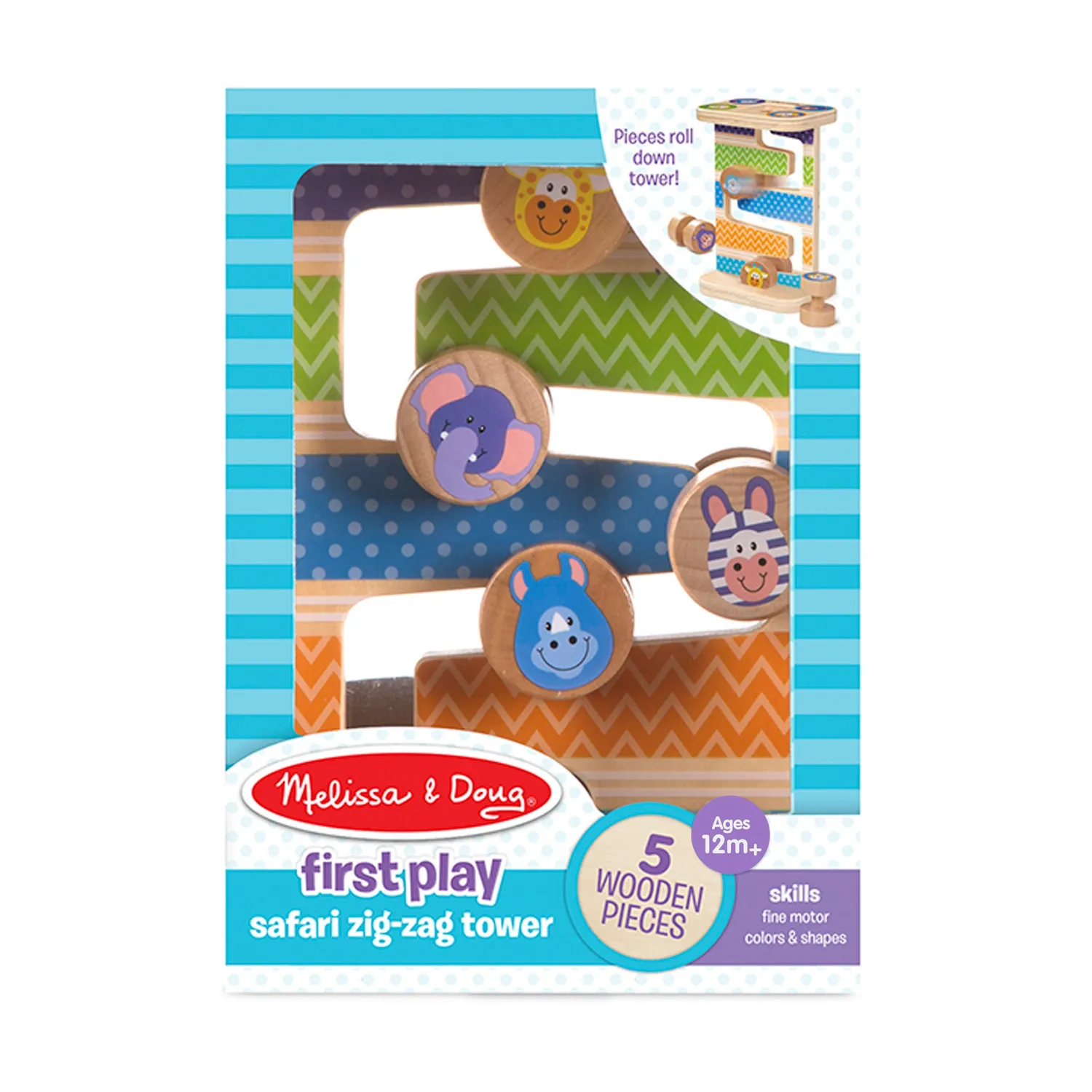 Melissa & Doug Safari Zig-Zag Tower Kugelbahn Holz 4-tlg