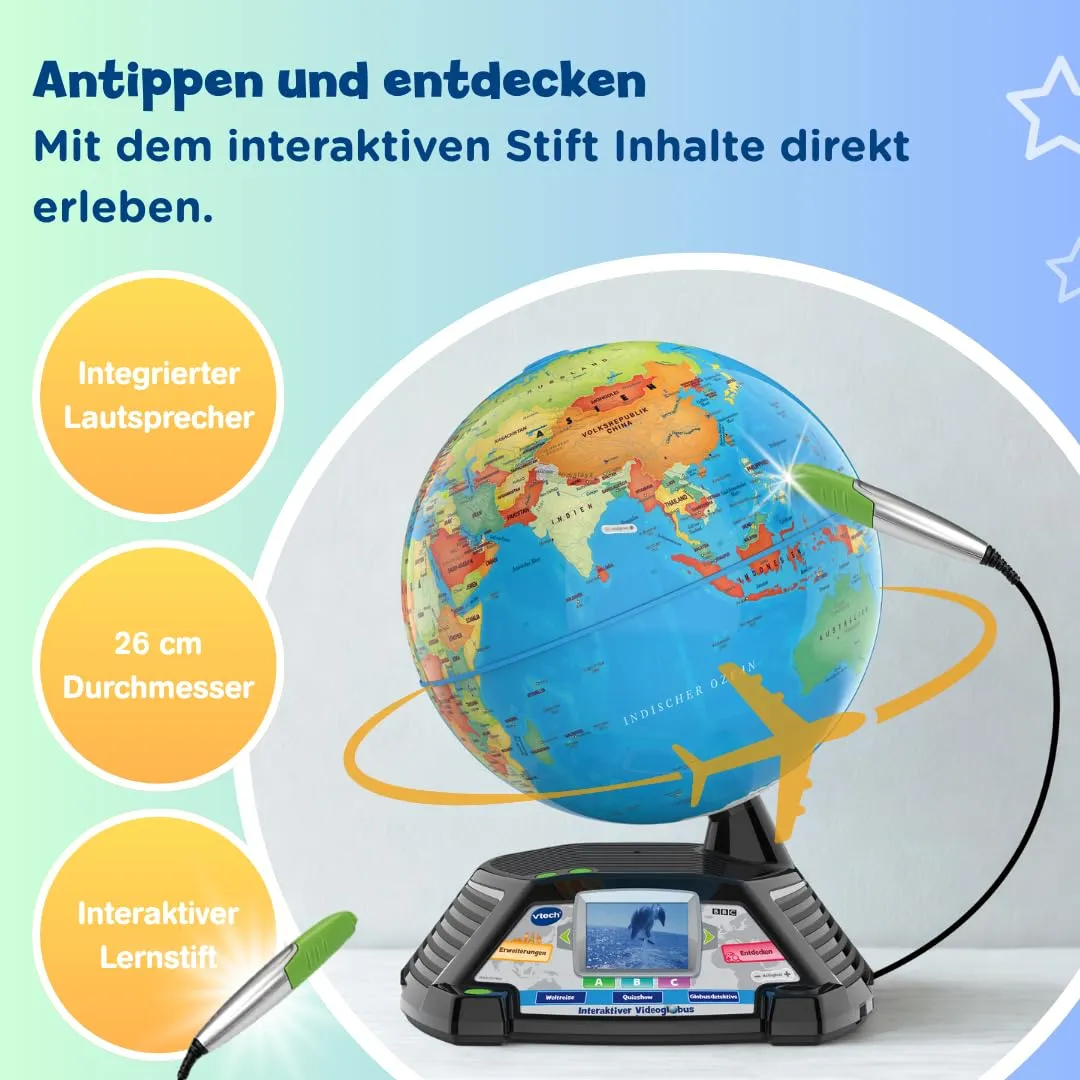 VTech Interaktiver Videoglobus 80-605464 Lernglobus mit Stift
