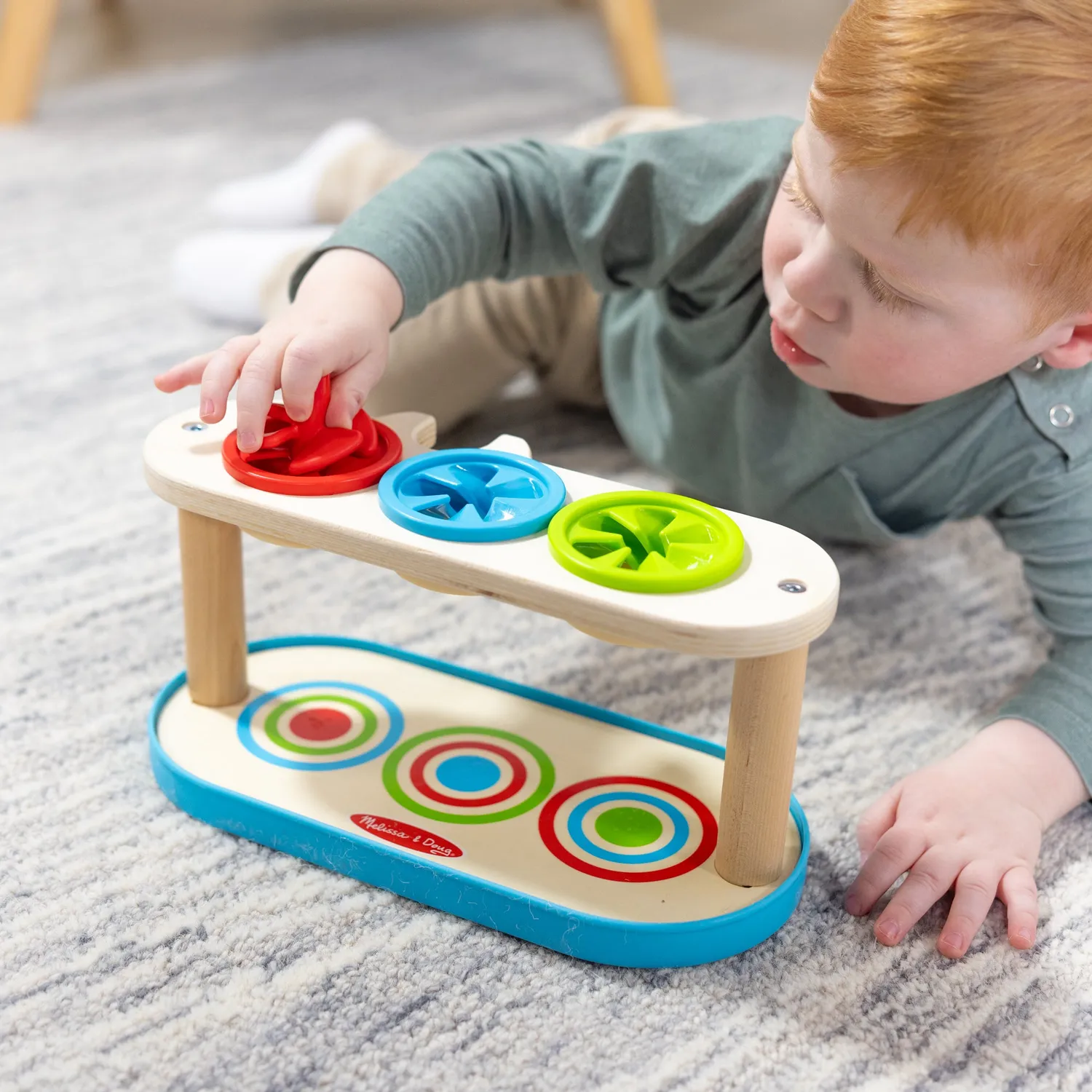 Melissa & Doug Match & Push Kreisel Spielzeug Holz ab 2 Jahren