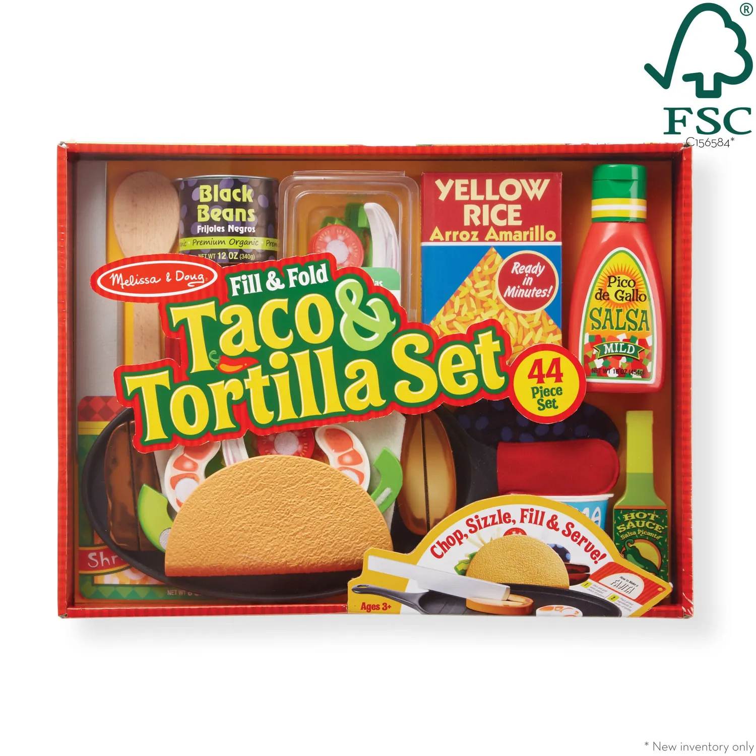 Melissa & Doug Fill & Fold Taco Spielset Holz 43-teilig