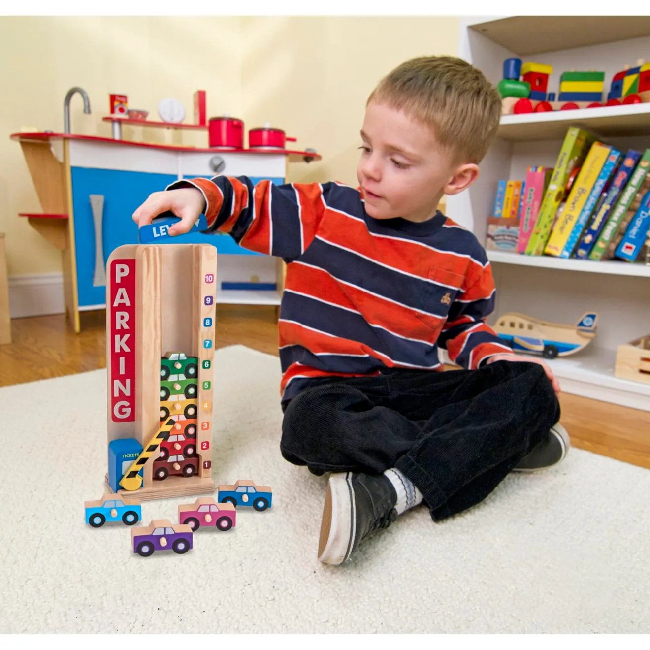 Melissa & Doug Stack & Count Parkhaus Garage Holz