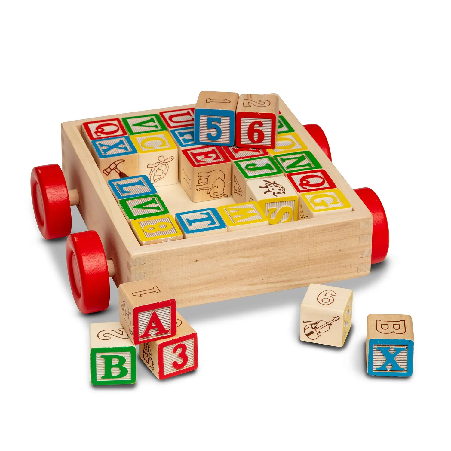 Melissa & Doug Classic ABC Block Cart Bauklötze Holz 30-tlg