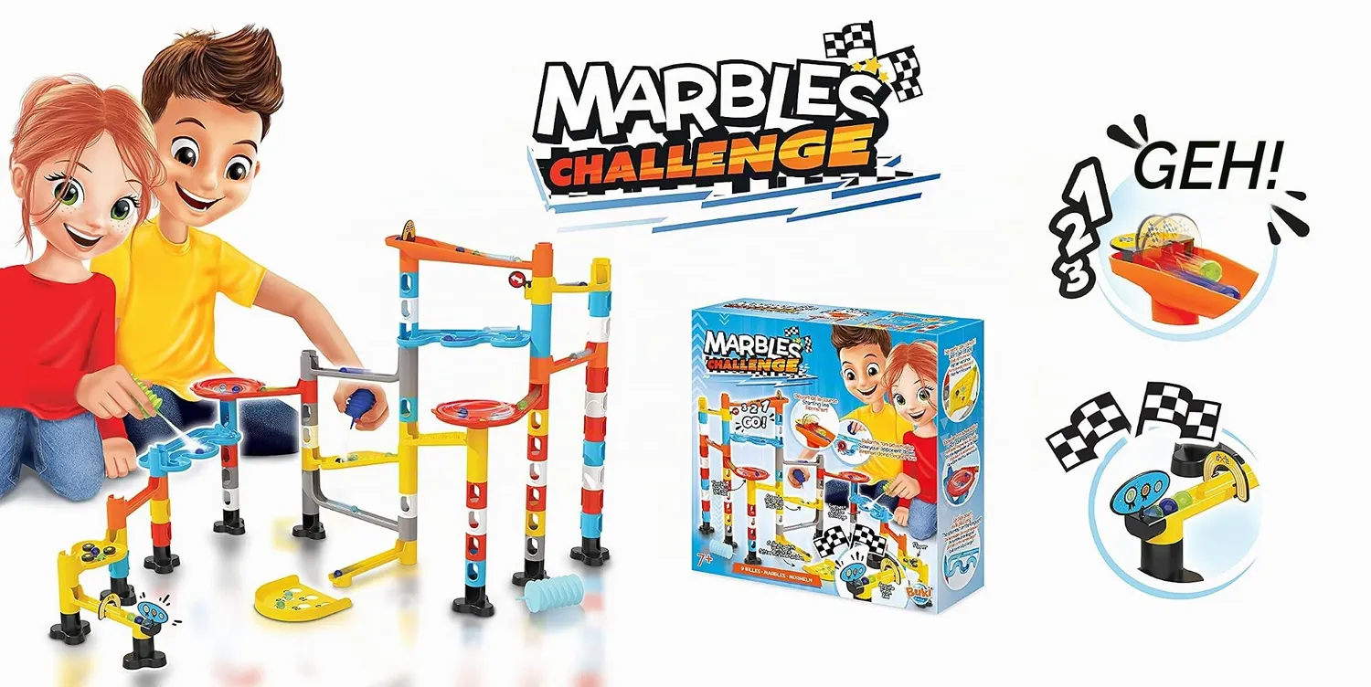 Buki France PM858 Marble Challenge Murmelbahn Rennen Blasebalg
