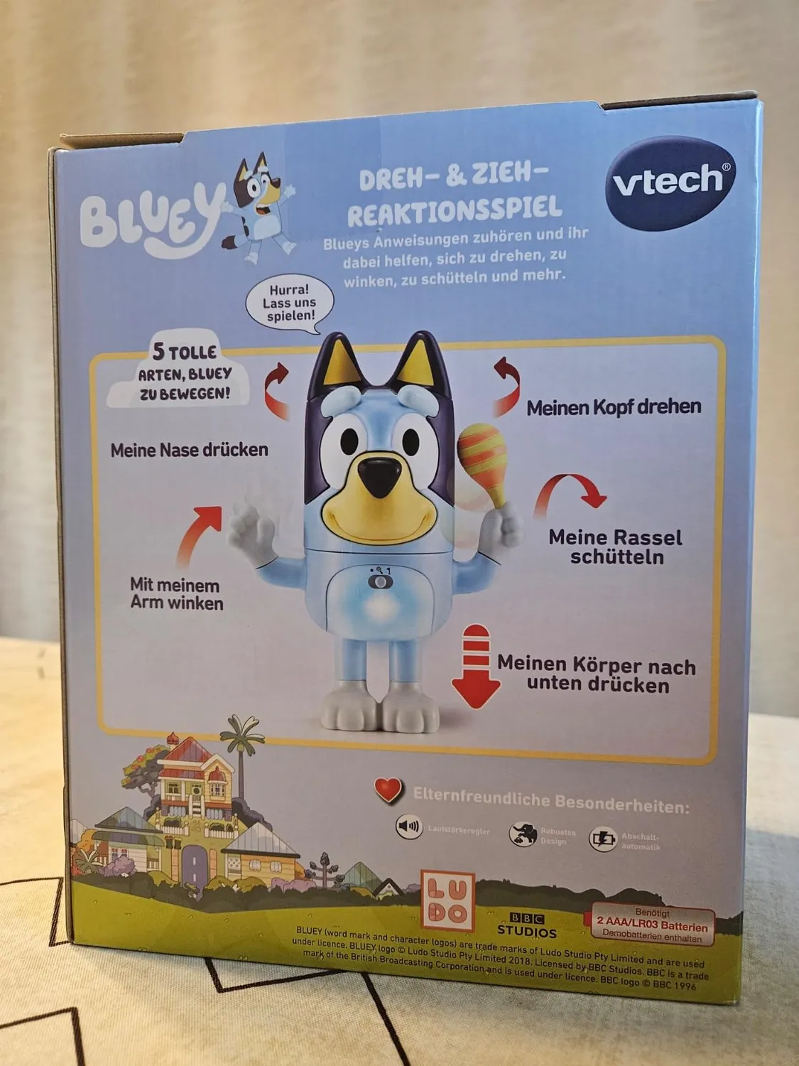 VTech Bluey Dreh- & Zieh-Reaktionsspiel Figur mit Musik 3-6 Jahre