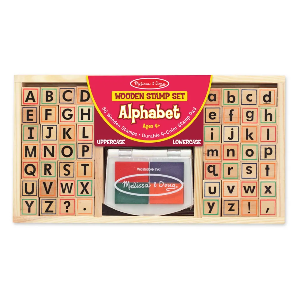Melissa & Doug Alphabet Stempelset Holz 56 Stempel waschbar