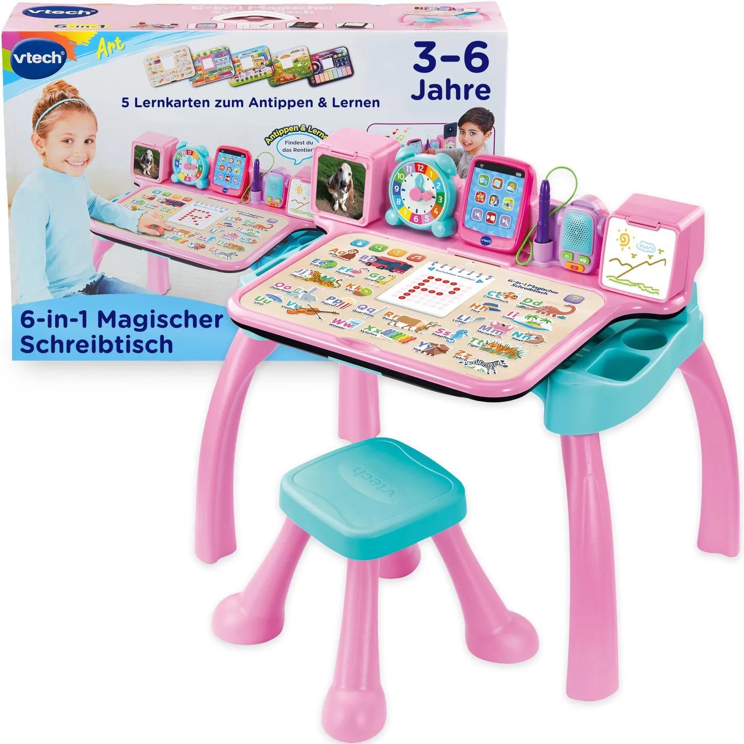 VTech 6-in-1 Magischer Schreibtisch Lernstation Stuhl Blau