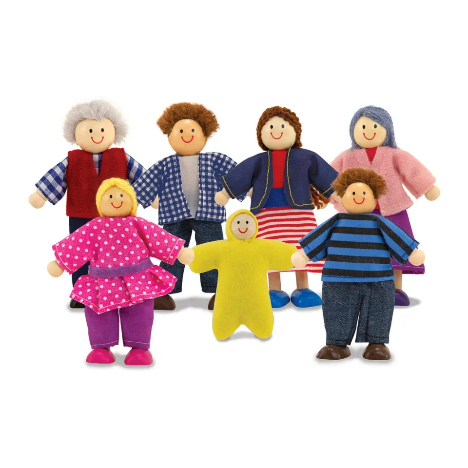 Melissa & Doug Wooden Doll Family Puppenfamilie Holz 7-teilig
