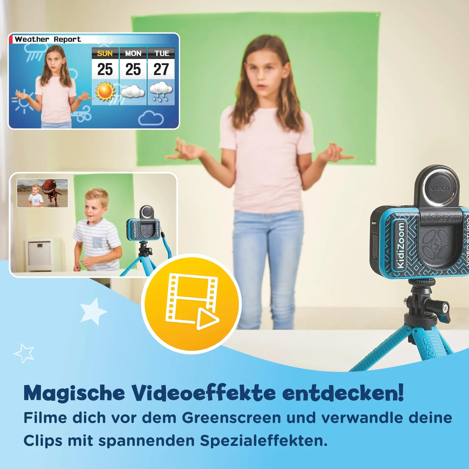 VTech Kidizoom Video Studio HD Kinderkamera blau mit Greenscreen