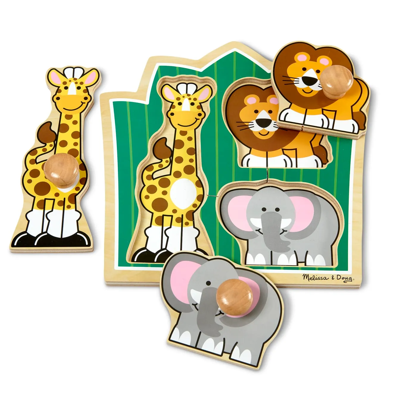 Melissa & Doug Jungle Friends Jumbo Knob Puzzle Holzpuzzle 3 Teile mit Griffen